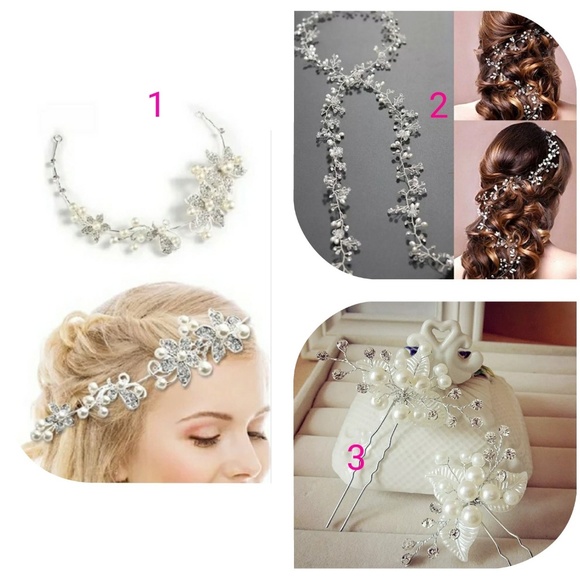 Accessories - Bridal Wedding Crystal Simulated Pearl Flower Hair